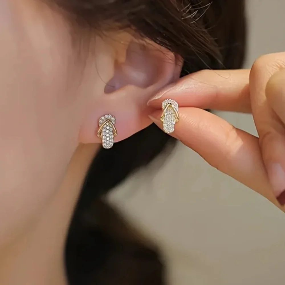 NEW Dainty Flip Flop Rhinestone stud Earrings Minimalist Beach Vaca - Boutique - Picture 6 of 8